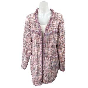 Laundry by Shelli Regal Multicolor Tweed Long Sleeve Blazer Cardigan Jacket L